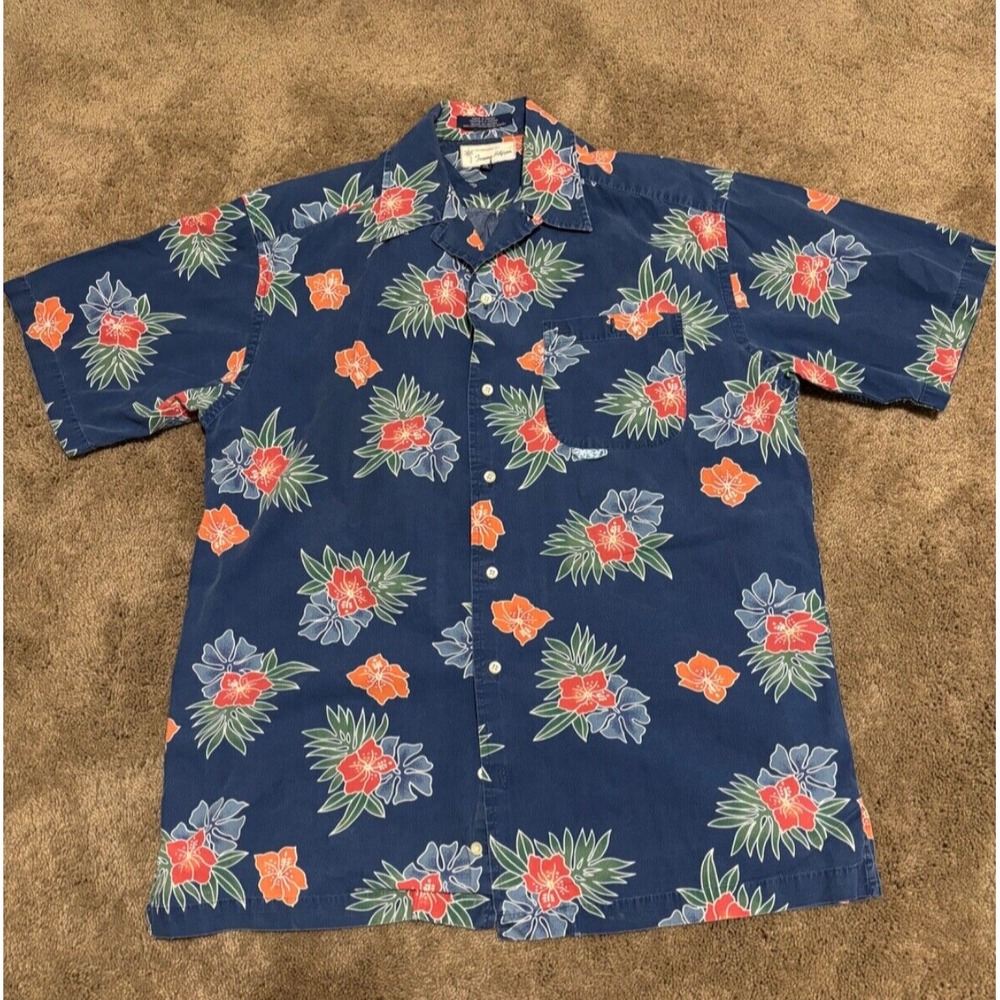 Vintage Tommy Hilfiger Mens Size M Floral Short Sleeve Button Down